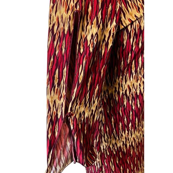 90s Jodi Kristopher Metallic Flames Faux Suede Cold Shoulder Vampire Goth Dress - Picture 6 of 9